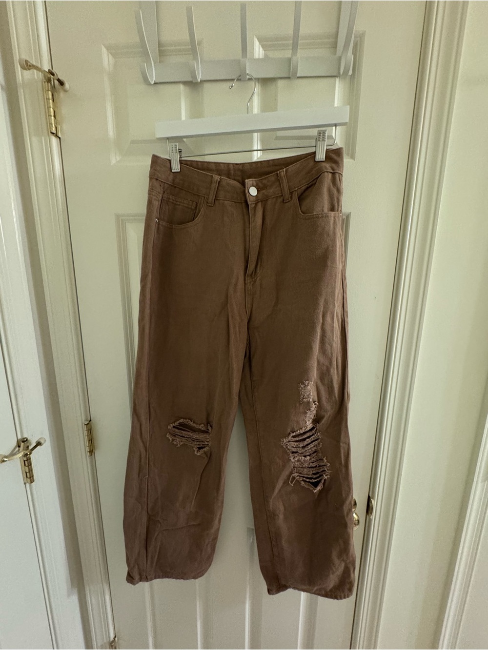 Brown Relaxed Ripped Jeans